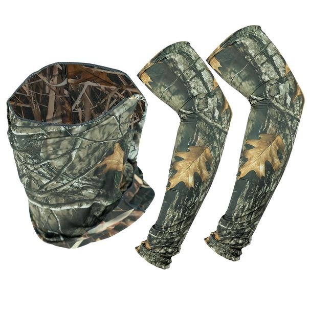 LOOGU Mask Set With Leaf Cap Camouflage Ghillie Gloves Ice Silk Arm Sleeves Multi-piece Hunting Accessories_desvips.com