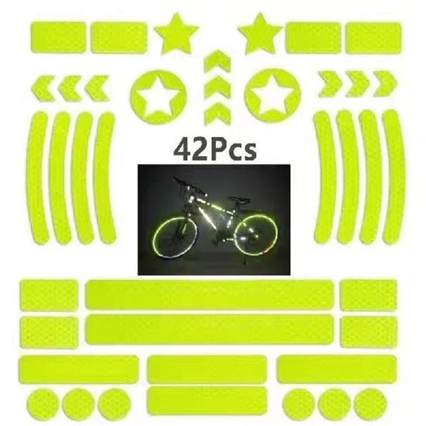 Motorcycle Fluorescent Warning Reflective Sticker Car Bicycle Helmet Safety Sign Warning Strip 42p_desvips.com