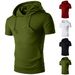 2023 Summer New Men's Solid Hooded Casual Sports T-shirt_desvips.com