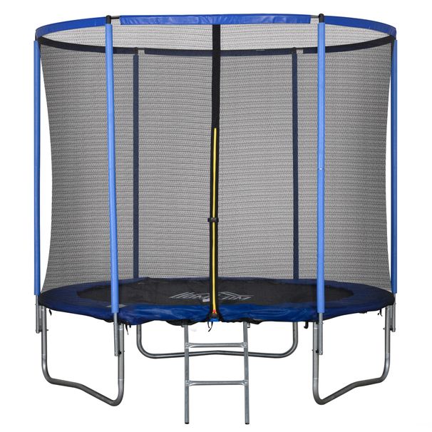 Trampolino Elastico Da Esterno, Tappeto Elastico Per Adulti Da Giardino Con Rete Di Sicurezza E Bordo Imbottito, Giochi Da Giardino E , Ø244x240cm, Blu E Nero_desvips.com