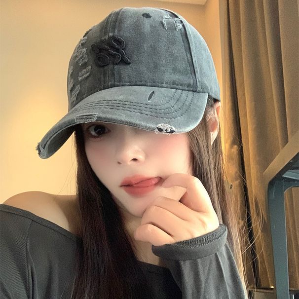 American Retro Distressed Baseball For Women, New Spring/summer Versatile Duckbill Cap That Makes The Face Look Smaller_desvips.com