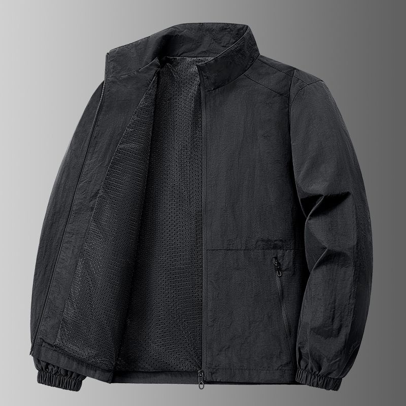 Autumn Breathable New Men's Jackets Outdoor Sports Loose Korean Casual Coat Man Stand Up Collar Classic Solid Color_desvips.com