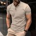 2025d 2025 Summer T-shirt Button Henley Collar Men's Sports Polo Shirt_desvips.com