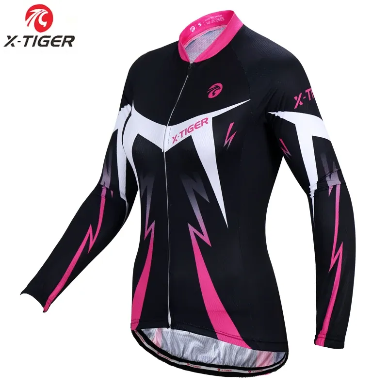 XTIGERWomenProLongSleeveCyclingJerseyBreathableMTBRoadBikeClothingAutumnSpringCyclingLongSleevedTop_desvips.com