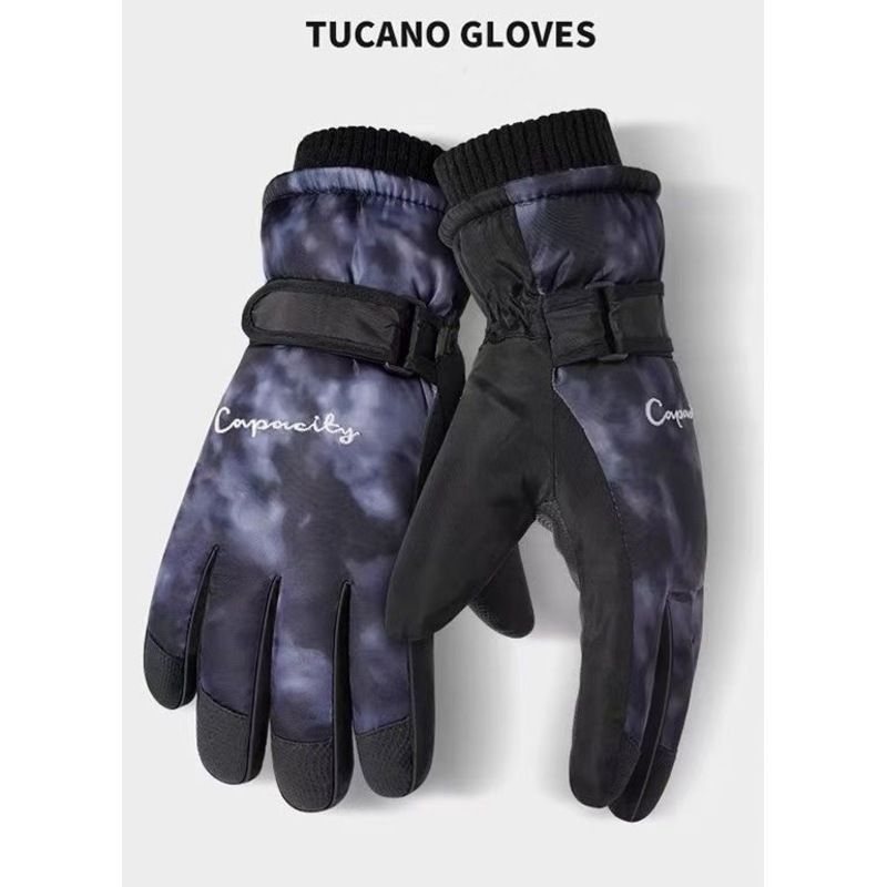 Tie-dye Ski Women In Winter, With Fleece Lining, Thick, Cold-proof, Windproof, Waterproof, Touch-screen, Men's Cycling Warm Gloves_desvips.com