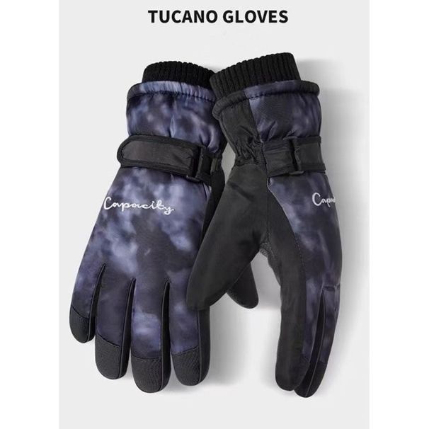 Tie-dye Ski Women In Winter, With Fleece Lining, Thick, Cold-proof, Windproof, Waterproof, Touch-screen, Men's Cycling Warm Gloves_desvips.com
