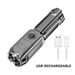 High Power LED Flashlight USB Rechargeable Torch Portable Zoomable Camping Light 3 Lighting Modes Use High Strength ABS Material_desvips.com