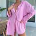 Women's Clothing sexy two-piece suit for women beach sunscreen shirt shorts suit_desvips.com