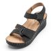 New Women's Slope Heel Magic Buckle Thick Sole Large Mom Sandals_desvips.com
