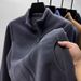 Double-Sided Polar Fleece Solid Color Cardigan Sweatshirt Men's Winter Warm Casual Stand Collar Jacket Coat_desvips.com
