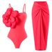 New One-piece Fashion Sexy Swimsuit For Women Skinny Big Flower Swimsuit Set Nylon Skirt_desvips.com