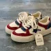 Womens Red Blue Star Patch Sneakers Thick Rope Laces Low Top Casual Shoes_desvips.com