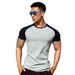 Muscle Exercise Semi-tight Fitness Short-sleeve Men's Basketball Autumn Running Training Color-block Striped Stretch_desvips.com