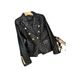 Women's Clothing Black short shoulder pads small casual suit leather jacket suit jacket female pu leather jacket female jacket _desvips.com