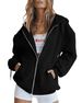 Oversize Zipper Solid Color Trendy Loose Plus Size Women's Cardigan Sweatshirt_desvips.com
