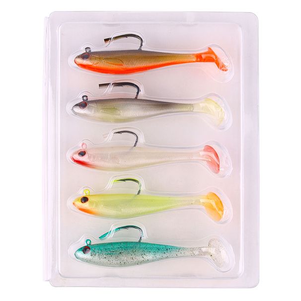 5pcs/box Soft Swimbait Paddle T Tail Fake Fish Lure Artificial Bait Shad Soft Swimbait Fishing Lures_desvips.com