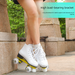 Adult & Kids Double Row Roller Skates, Breathable Wear-Resistant Classic Quad Skates With Light-Up Wheels For Rink & Outdoor Use_desvips.com