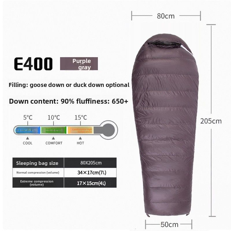 New Four Seasons Universal Outdoor Camping Down Adult Simple Envelope Lightweight Mummy Sleeping Bag_desvips.com