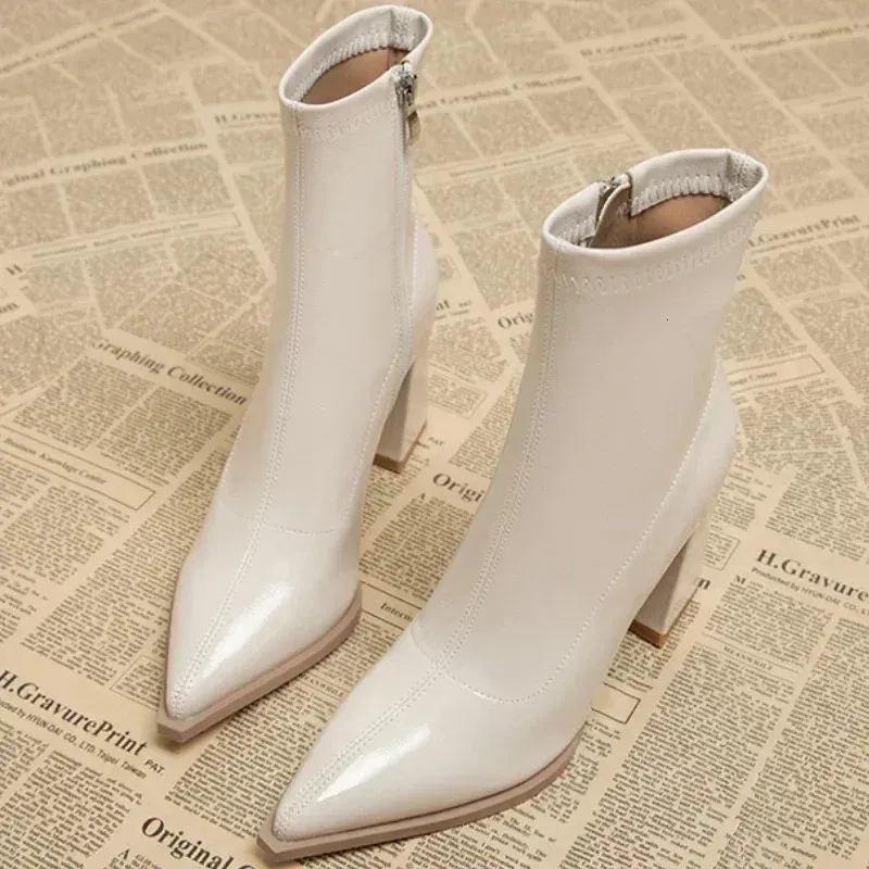 Selg Shoes Zipper Winter Womens Pointed Toe Solid Plus Veet Warm Short Tall UK Boots 241122_desvips.com