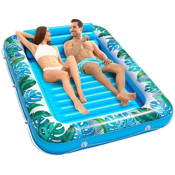 Inflatable Tanning Pool Adult Soaking Water Floating Bed Lawn Water Toy Luminous LED Water Sofa Sunshade Floating Bed_desvips.com