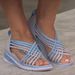 2024 Summer Large Slope Heel Hollow Breathable Sports Knitted Fish Mouth Shoes Sandals for Women_desvips.com