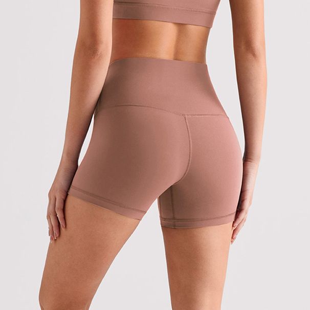 Lulu Same Style New Solid Color Bare Sensation Yoga Shorts High Waist Hip Lift Tight Elastic Training Sports_desvips.com