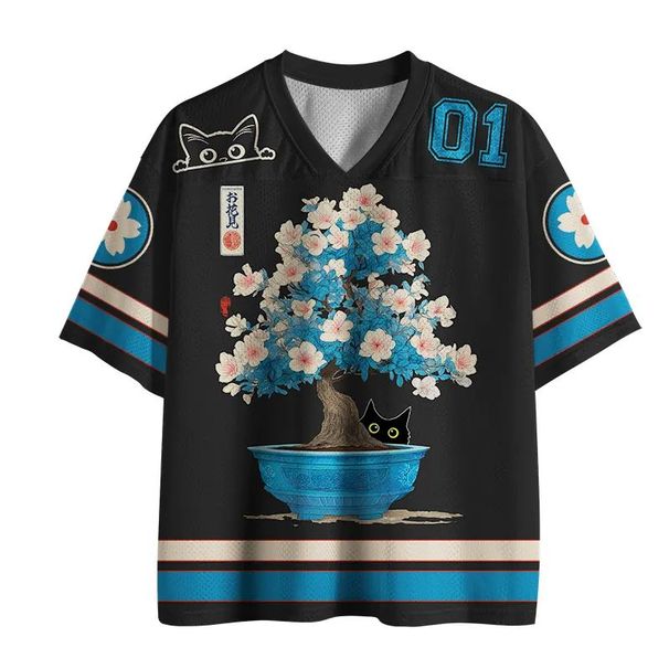 2026 New Shirt, V-neck Short Sleeved T-shirt, Sports Fashion 3D Printed Quick Drying Fun Mesh Jersey_desvips.com