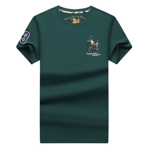 Men's Casual Cotton Tee With Polo Sport Embroidery, Short Sleeve Crew Neck Shirt, Ideal For Smart Casual & Weekend Outfits_desvips.com
