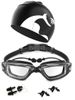 Silicone Anti Fog Swimming Goggles + Silicone Nose Clip Earplugs + Silicone Fishtail Cap 5 Piece Set_desvips.com