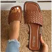 New Women's Summer Selling Sexy Braided Red Square Toe Flat Flip-Flops Fashion Beach Mules Casual Indoor Home Slippers_desvips.com