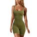 LazyZoom Ribbed Fitness Wear Seamless Running Sports Quick-Dry Yoga Suit One-Piece Shorts_desvips.com