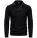Black French Style Shirt For Men, Long Sleeve, Lazy Pullover, Loose Fit, Autumn Style, Striped, Mature, Casual, Simple_desvips.com