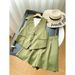 Women's Clothing Sleeveless V-neck Sleeveless Button Suit Short Vest Shorts Suit _desvips.com