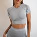 Seamless Pleated Suit Two-Piece For Women Outdoor Fitness High Waist Slimming Tight-Fitting Short-Sleeve Yoga Set_desvips.com