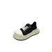 New American Style Black And White Round Mic-key Big Toe Shoes For Women Versatile Retro Thick Sole Height_desvips.com