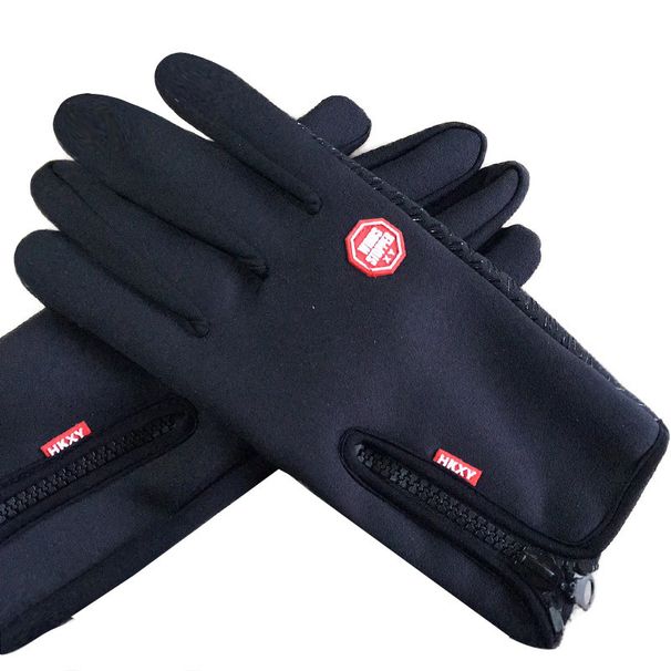 Cycling Gloves Touch Screen Ski Gloves, Cycling Gloves, Men's And Women's Fleece Water Repellent Zipper Electric Vehicle Gloves_desvips.com