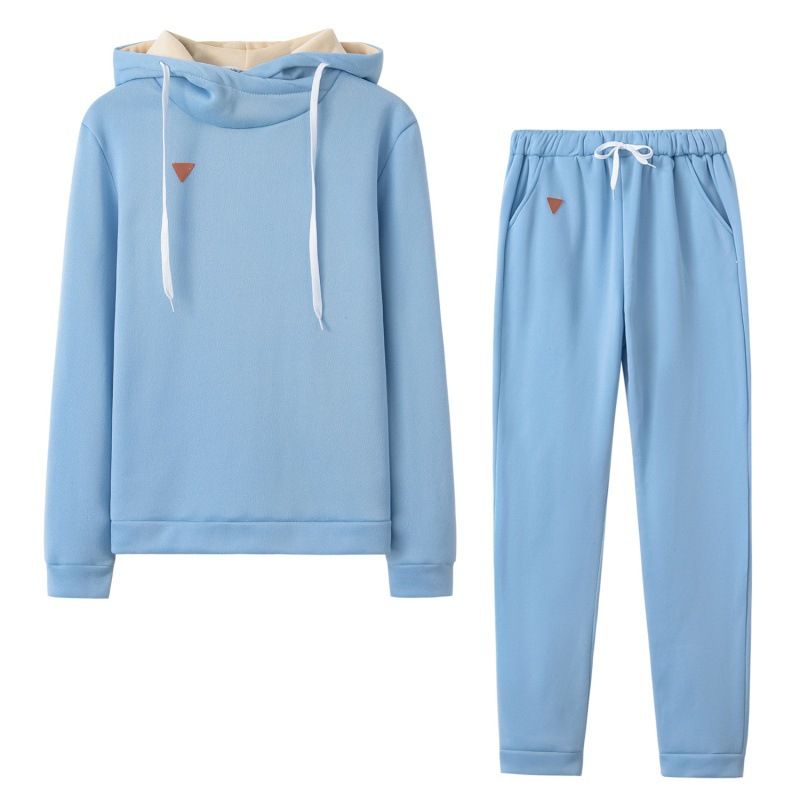 long sve short sweatshirt drawstring sweatpants women's hoodie set_desvips.com