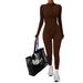 European American Autumn Winter Thin Fleece Long Sleeved Yoga Bodysuit Zipper Fitness Sports Bodybuilding Suit 8445_desvips.com