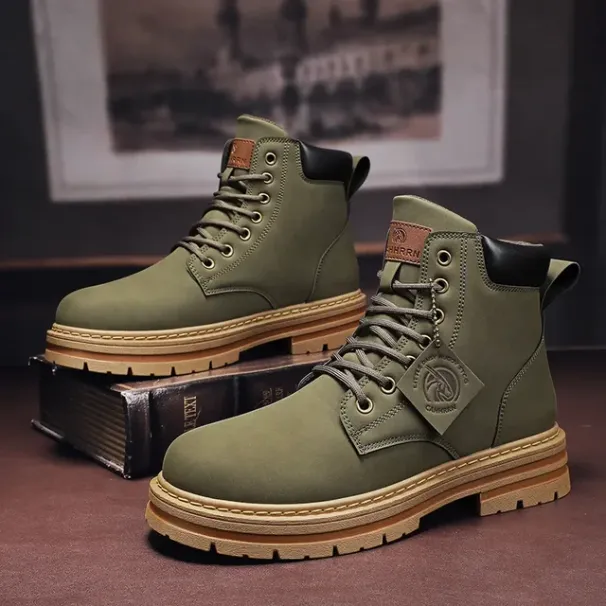 High Top Mens Leather Fashion Motorcycle Ankle For Men Winter Boots Man Shoes Lacing Botas Hombre_desvips.com