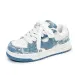 Womens And Shock Absorbing Men Black White Jacquard Canvas Sneakers Low Top Casual Skate Shoes_desvips.com