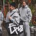 American Street Style Personality CD Pattern Printed Pocket Design Sweatshirt And Sweatpants Wholesale Set Hoodie Y2k_desvips.com