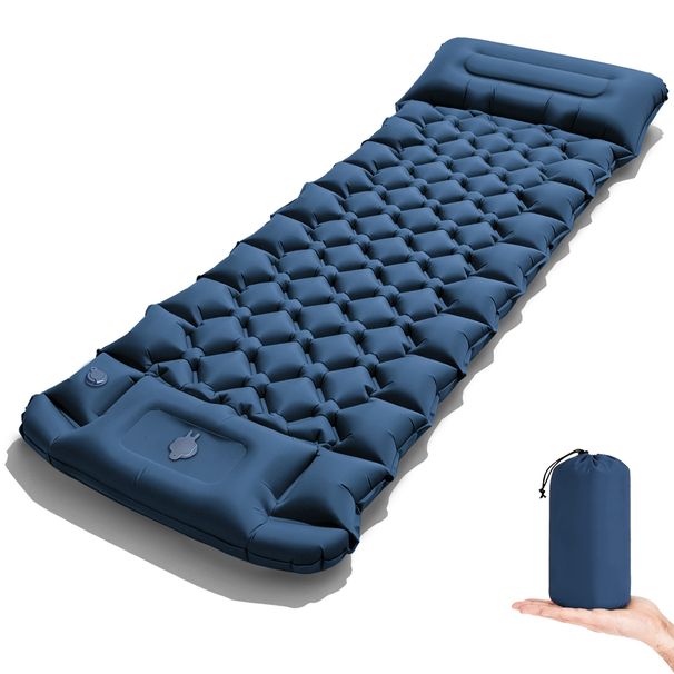 2026!Thicken Camping Mat Inflatable Mattress Bed Tent Moisture-Proof Built-in Foot Pump Sleeping Pad With Pillow_desvips.com