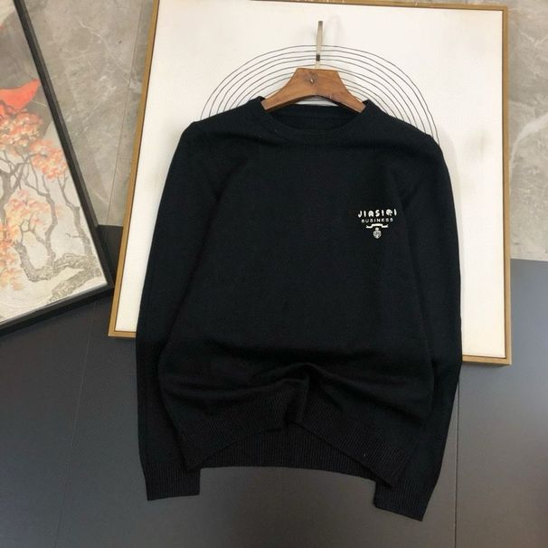Men's Trendy Embroidered Sweater Crew Neck Pullover Warm Base Shirt Casual Slim Fit Stylish High-End Knitwear_desvips.com
