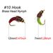 1/3Pcs/Box #10 Fishing Accessories Brass Bead Head Sinking Nymph Scud Fly Worm Trout Fishing Flies Artificial Insect Bait Lure_desvips.com