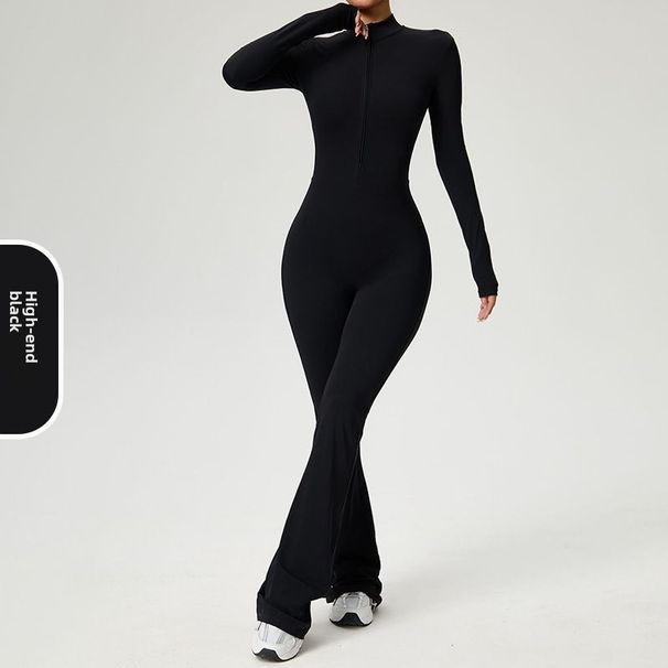 Cross-Border Quick-Dry Ultra-Light Black Jumpsuit Yoga Fitness Sports One-Piece Flared Pants White Bodysuit_desvips.com