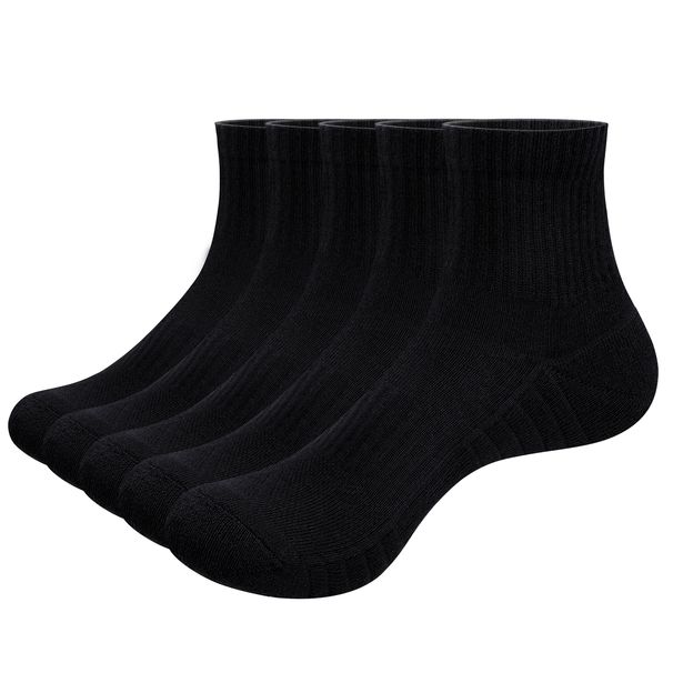 YUEDGE Men And Women Casual Everyday Gym Training Athletic Wicking Cushioned Breathable Cotton Quarter Crew Socks ,5_desvips.com
