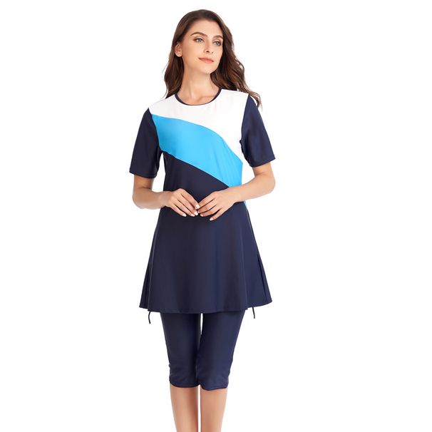 Muslim Swimsuit Women's Short Sleeve Conservative Swimsuit Women's Beach Swimsuit_desvips.com