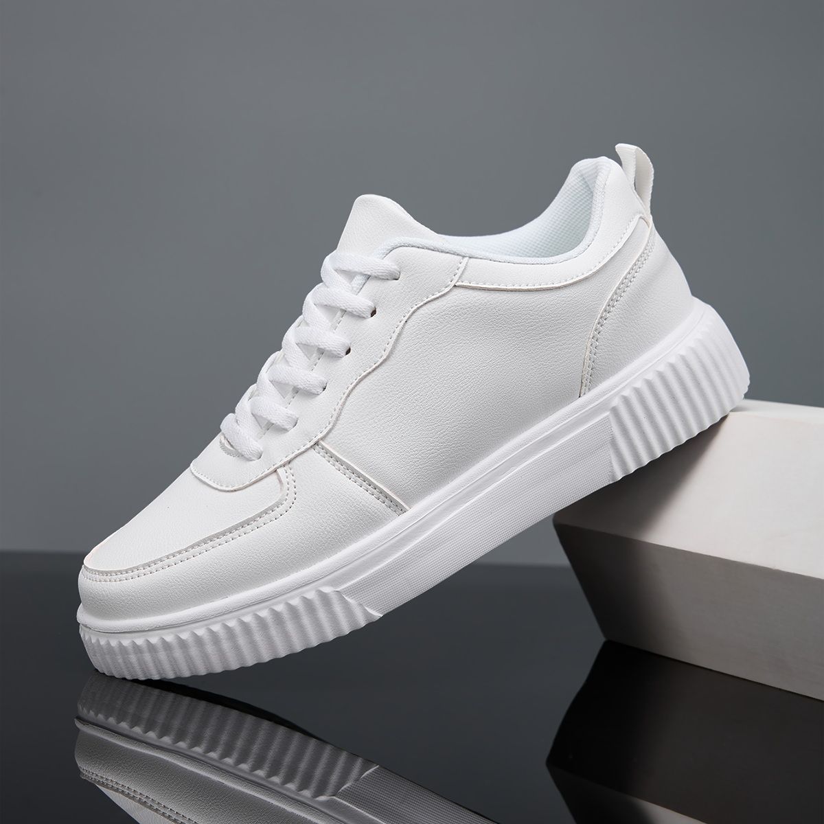 White Men's Casual Skateboad Sneakes Fashionable Outdoo Walking Tennis Shoes Fo Men And Women Spots Running_desvips.com