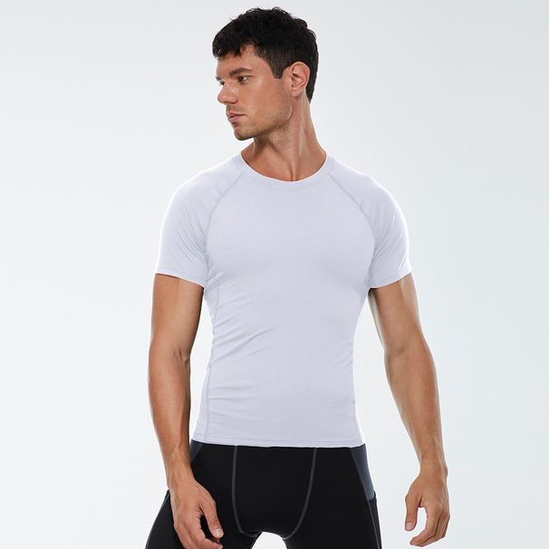 Men's Quick Drying Clothes Short Sleeved Sports Running Fitness Clothes Sweat Wicking T Shirt High Elastic Training Short Sleeve Top 01217_desvips.com