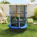 Tappeto Elastico Per Bambini Con Rete Di Sicurezza E Pali Imbottiti Età 3-10 Anni, Ø140 X 190 Cm, Blu_desvips.com